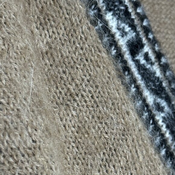 Vintage Alpaca Wool Boho Sweater Brown Women’s Large Geometric Trim No Tags - Picture 5 of 5